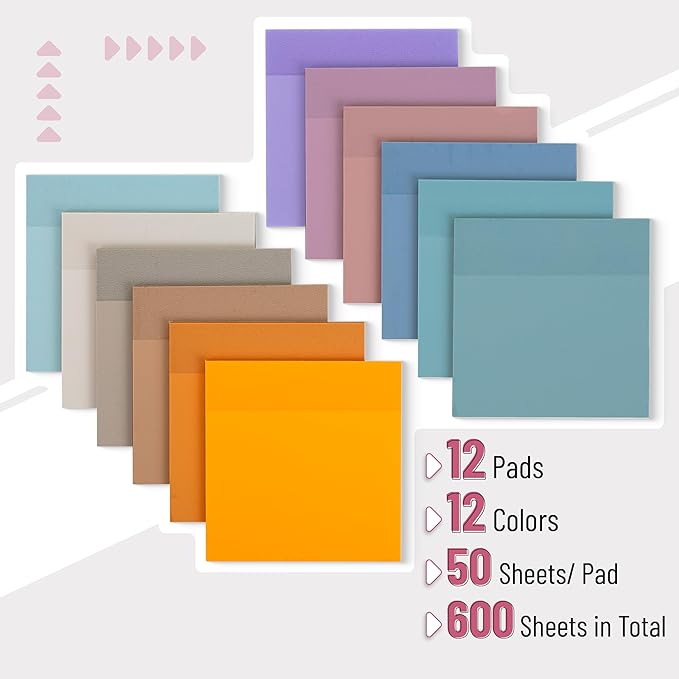 Mr. Pen- Transparent Sticky Notes, 3" x 3", 12 Pads, 600 Sheets, See Through Self-Adhesive Notes for Bible Journaling and Studying, Water-Resistant, Easy to Peel, Clean Removal