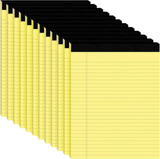 12pcs Legal Pads 8.5 x 11,Notepads 8.5 x 11 Inch, 30 Sheets/Pack, Yellow Note Pads Clear Print Writing Pads of Paper, Perforate Wide Ruled Lined with Sturdy Back for Office, Business & School Supplies