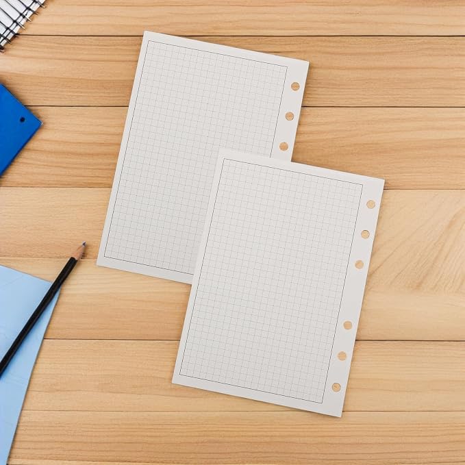 100pcs Loose Leaf Grid Paper Refill Ring Binders Reinforced Thick Planner Filler Pages with Punch for Journals Daily Planning School Projects and Office Organization