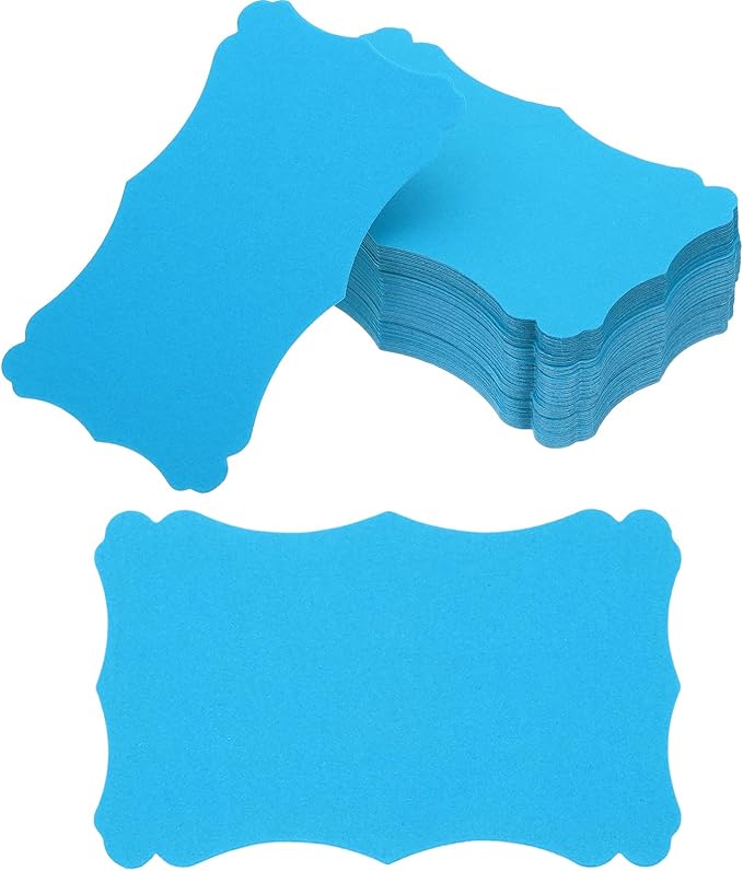PATIKIL 3"x5" Blank Paper Business Cards, 120 Pack Small Index Flash Cards Words Message Note Card Mini Paper Tags Lace for DIY Gift, Blue