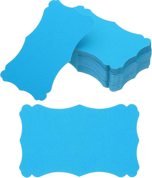 PATIKIL 3"x5" Blank Paper Business Cards, 120 Pack Small Index Flash Cards Words Message Note Card Mini Paper Tags Lace for DIY Gift, Blue