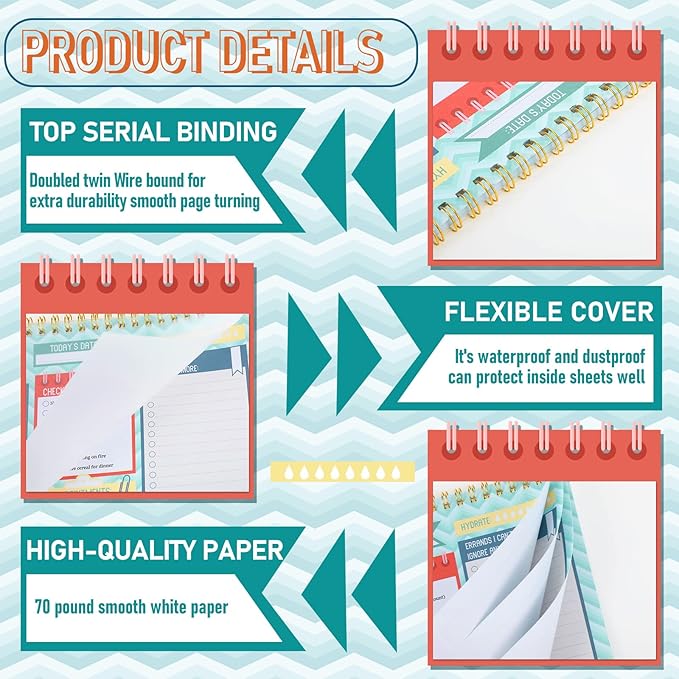 Glenmal 6 Pack to Do List Notepad Undated to Do List Notebook Daily Planner Notepad 180 Sheets for Adult Student Office School Home Supplies 7.8 x 5.2 Inch(Lively,Lively Color)