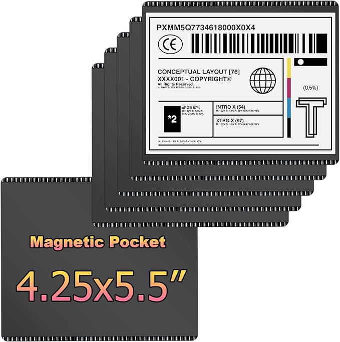 CHUNNIAO Magnetic Card Tags Holder 4 1/4 X 5 1/2",1/4 Letter Size Magnet Sleeves for Invitation Information Cards 10PCS