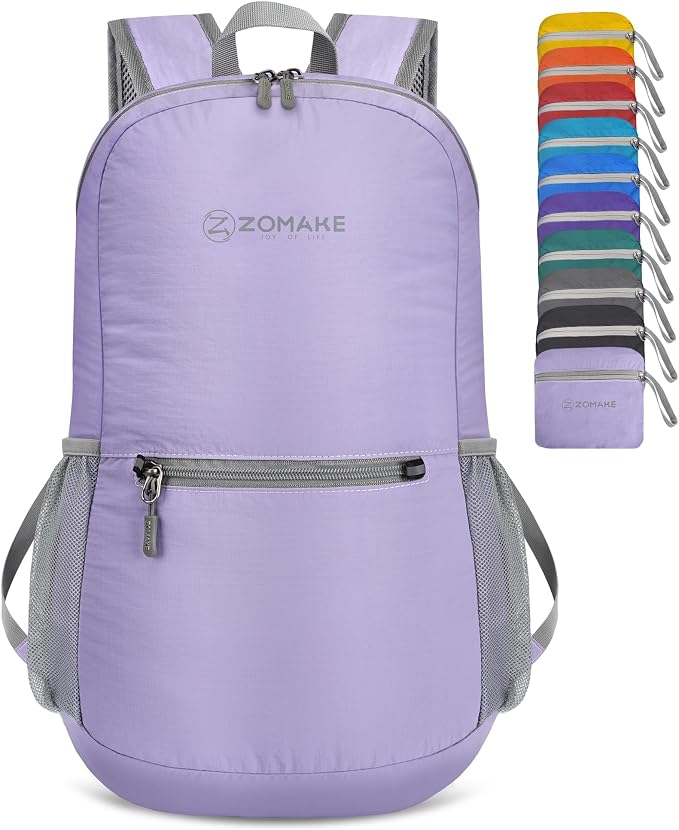 ZOMAKE Lightweight Packable Backpack, Foldable Small Travel Day Pack | 10/15/20L Water Resistant Hiking Backpacks for Women Men, Multiple Pockets, Breathable Shoulder Strap, Everyday Carry