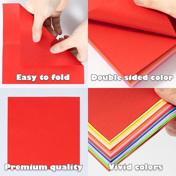 Umikk 1500 Sheets Origami Paper 6x6 Inch Square, 20 Vivid Colors Origami Kit for Kids Ages 8-12, Double Sided Same Color Origami Papers Bulk for School, Arts and Crafts Projects