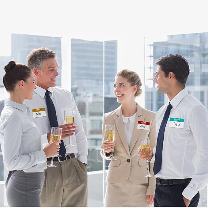 400 Pcs Name Tags Colorful Sticker-16 Colors (3"x2") Hello My Name is Peel & Stick Identification Badges for School, Office, Conferences & Family Parties.