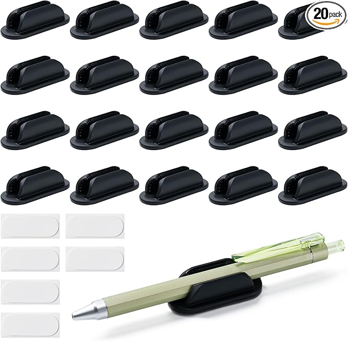 20 Pack Adhesive Pencil Holders for Desk,Silicone Flexible Pen Holder for Wall, Office, School,Home,Classroom Must Haves,Teacher Supplies Accessories,Desk Organizer,Art Supply,Small Gift ﻿