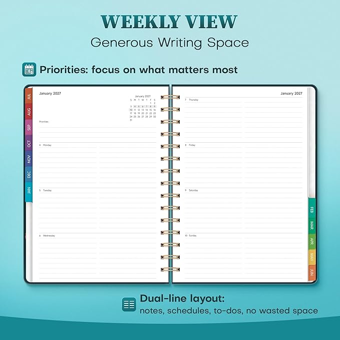 Planner 2026-2027 Monthly and Weekly Academic Planner July 2026 - June 2027, Hardcover Calendar 2026-2027 Agenda Daily Planner for Student Teacher School Office Supplies, 6" x 8.3", Pink Butterfly