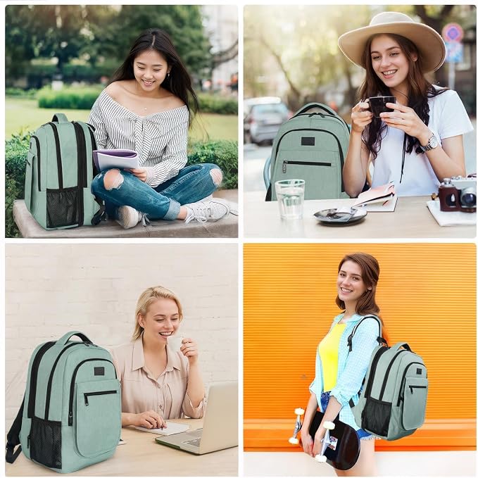 MATEIN Laptop Backpack for Girls Teen, Expandable School Backpack 15.6 inch | Anti Theft, Slim, Water Resistant Polyester, College Bookbag for Women Men, Computer Bag Gifts for Travel, Cyan