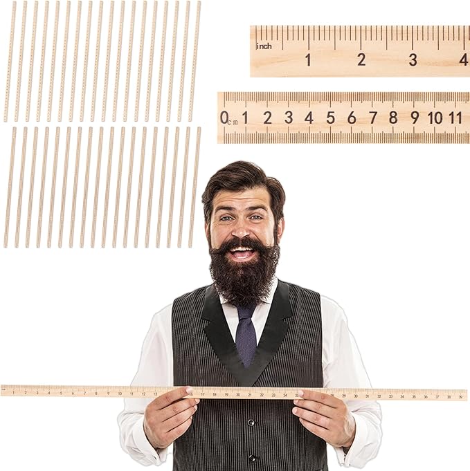 gisgfim 36 Pack 39 Inches Wood Double Sided Meter Stick Yard Stick Wood Economy Meterstick Wooden Ruler 100 Centimeters Measuring Yardstick Bulk School Classroom Home Office Kid Measuring Tailor Craft