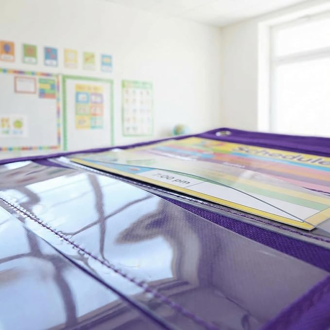 Magnetic Pocket Chart Organizer with 10 Pockets Wall Hanging Storage Bag for Classroom Office and Home Schedule and Notes 18.50X12.99X0.39 Inches