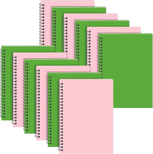 Yahenda 18 Pcs Spiral Notebooks, 1 Subject, Wide Ruled, Pink,Light Green