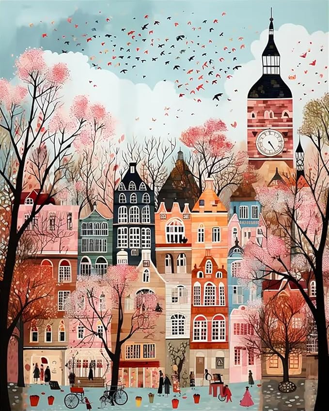 5DDIYART Paint by Numbers for Adults Beginner, London Paint by Number Kits on Canvas Without Framed,Paint by Easy Acrylic Painting Home Wall Decor 16x20inch