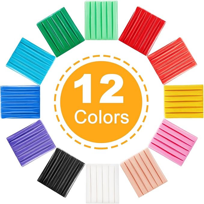 CiaraQ Polymer Clay Kit, Mini Modeling Clay Set for Kids/Beginners/Artist, 12 Colors