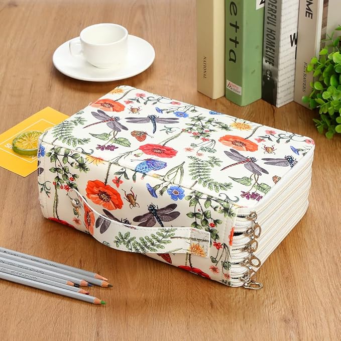 Portable Colored 250 Slots Pencil case Organizer with Printing Pattern for Watercolor Pens or Markers, Pencil Case Organizer for Artist