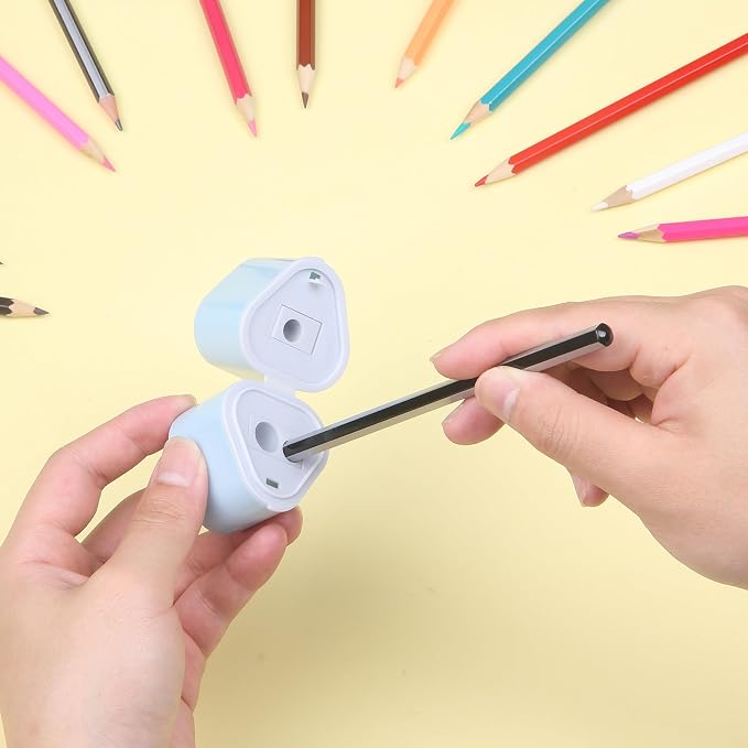 Mr. Pen- Pencil Sharpeners Manual, 6 Pack, 3 Holes, Colorful