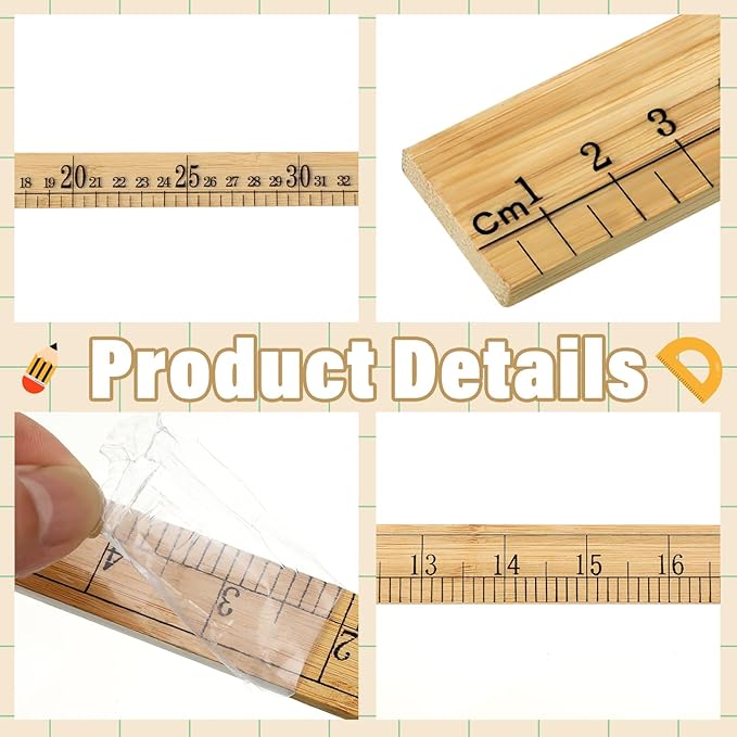 Fulmoon 12 Pieces 39" Meter Stick Yard Stick Wood Double Sided Thick Ruler Yardsticks Bulk for School Classroom Home Office Kids Measuring Meterstick