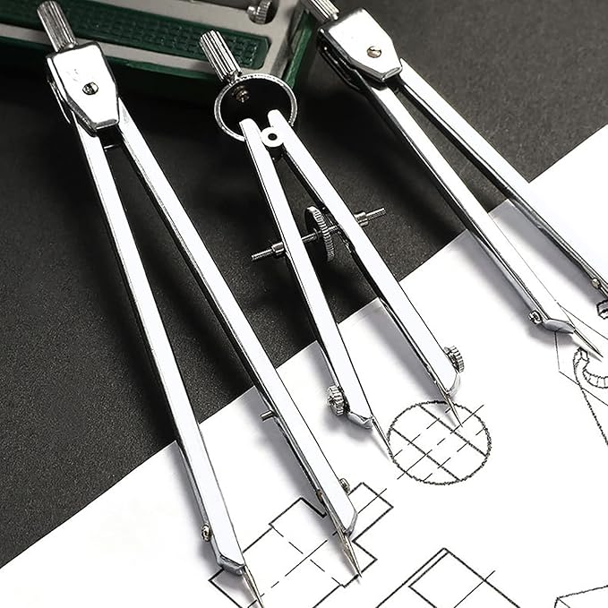 23 Piece Geometry Kit, Construction Engineering Design Professional Drawing Tools, for Drafting, Math and Making Circles with Large Extension Beam for School, Drafting, Architecture
