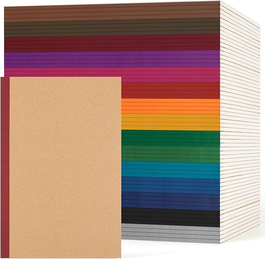60 Pack Lined Notebook Journals Bulk, 8.3”x 5.5”Kraft Cover Lined Notebooks