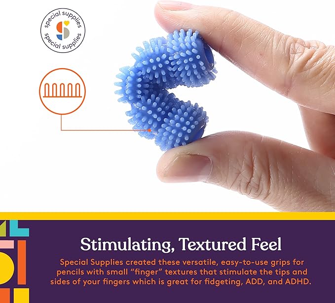 Special Supplies Spiky Pencil Grips for Kids and Adults Colorful Holders for Handwriting, Drawing, Coloring - Ergonomic Right or Left-Handed Use - Reusable (50-Pack)