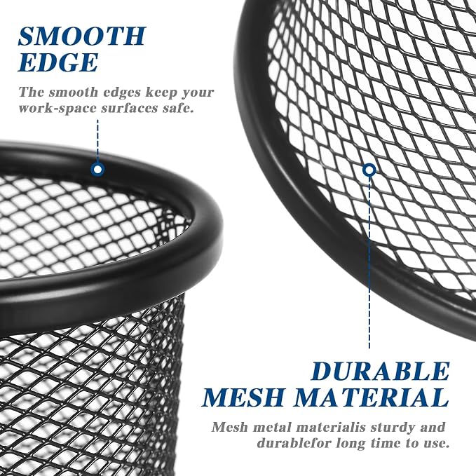 Tamaki Pen Holder Cup for Desk, Wire Mesh Pencil Cup Holder, Black | Pen Cup for Desk Office Pen Organizer