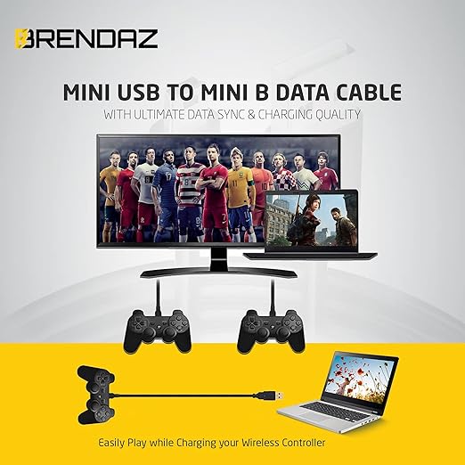 BRENDAZ Mini USB Cable (2 Pack) Durable USB Mini to USB Charging Cord & Data Transfer Compatible with GoPro HERO4 Hero 3+, Garmin GPS, TI-84 Plus, TI84 Calculator, Dash Cam, Camera, Mic's (3-Feet)