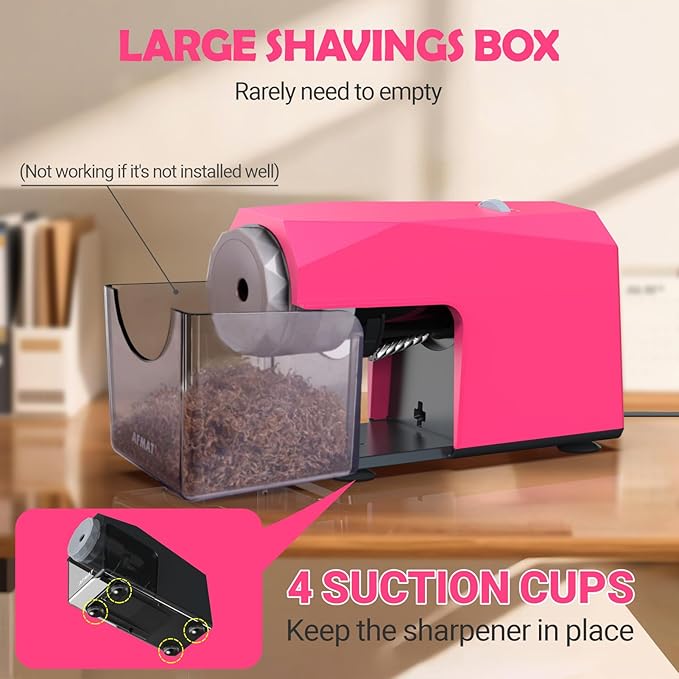 AFMAT Electric Pencil Sharpener, Fast & Hands-Free, 10K+ Uses, 5 Nibs, Fully Automatic Pencil Sharpener for Classroom, Heavy Duty Sharpeners for No.2/Jumbo/Colored Pencils (6.5-10.5mm) US Plug(120V)