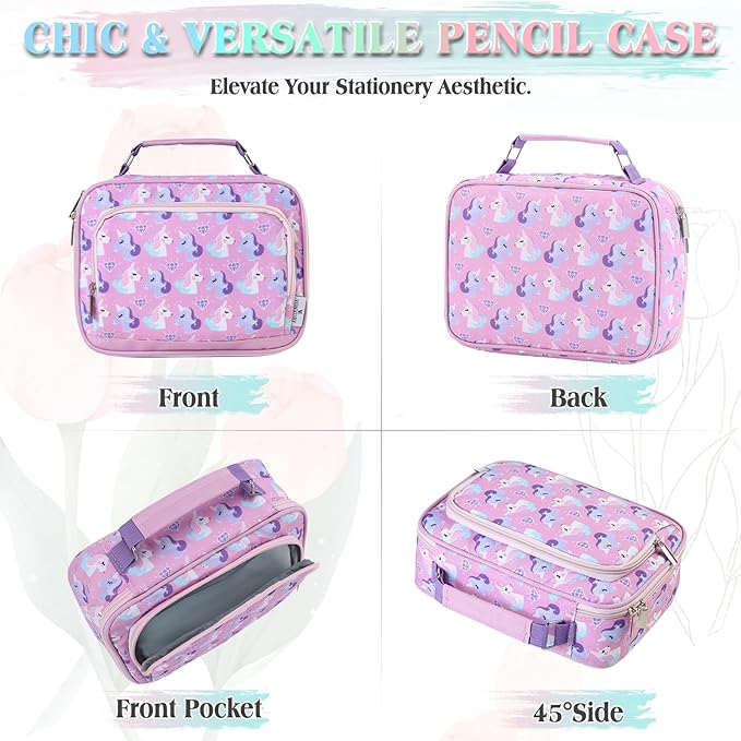 Large Pen Pencil Case,VONXURY High Capacity Art Colored Pencil Pouch Portable Stationery Organizer With 2 Detachable Layers 54 Slots Multiple Zipper Pockets for School Office College