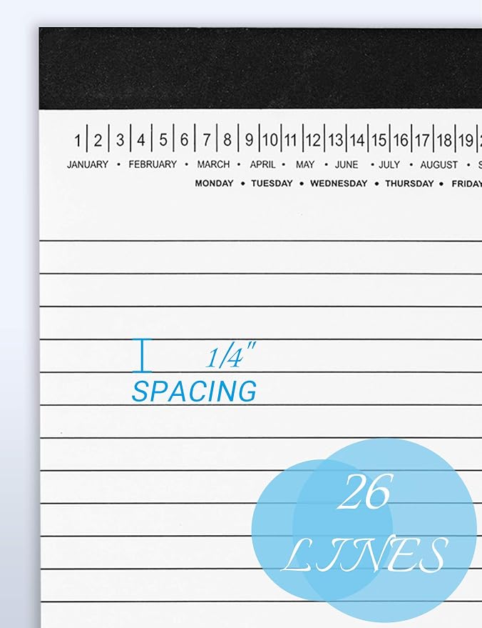 Mymazn Small Legal Pads 5-3/4"x 8-1/2" Notepad with Date on Top, 50 Sheets, 6 Pack, White Lined Paper Mini Memo Pads, College Ruled Writing Pads for Office School