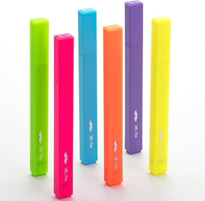 Mr. Pen- Aesthetic Highlighters No Bleed, 6 Pack, Assorted Colors | Chisel Tip, Cute Highlighters Assorted Colors for Journaling, Highlighting, Underlining, Fast Dry, Back to School Supplies