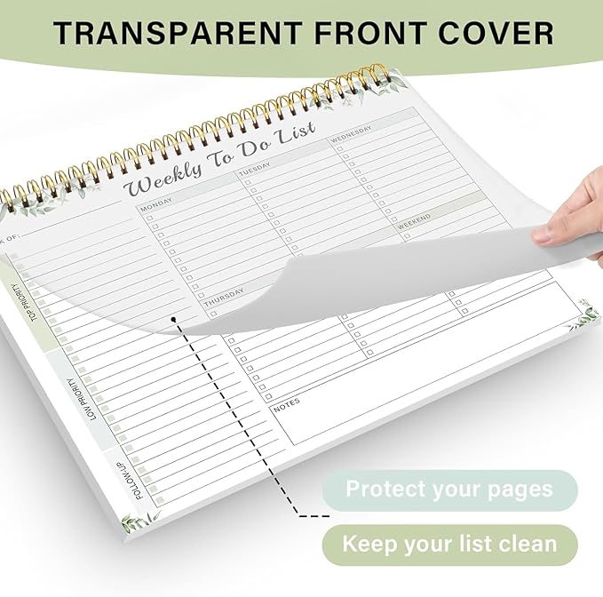 Weekly To Do List Notepad with 52 Undated Sheets（8.5"×11"）- Undated Weekly Desk Planner for Women & Man, School/Office Supplies