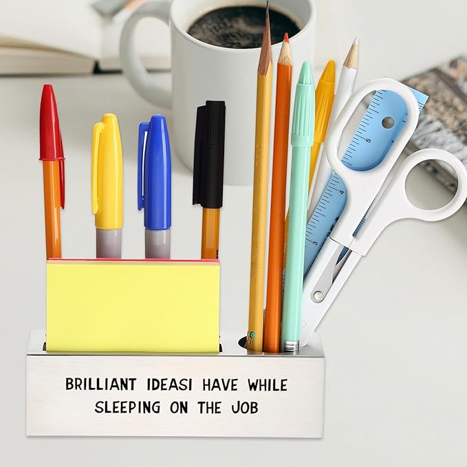 Funny Office for Women, Brilliant Ideas I Have While Sleeping on the Job, Humor Gift for Overworked Employees Coworkers Work-from-Home Professionals Office Pencil Holder for Desk SD289