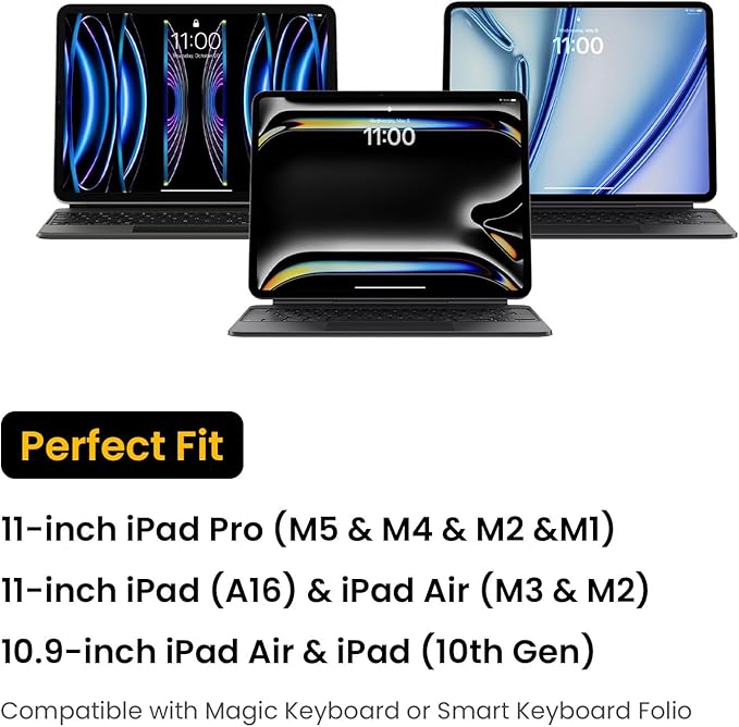 tomtoc 360 Protective Puffy Tablet Sleeve for 2026 11-inch iPad Air M4/M3, iPad Pro 2025 (M5/M4), iPad (A16) with Magic Keyboard/Smart Keyboard Folio, Quilted Soft Puffer iPad Case Bag