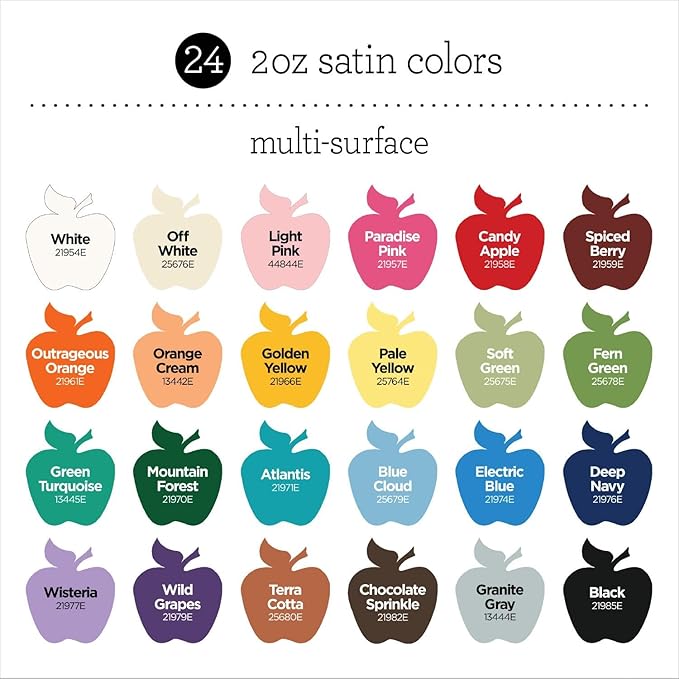 Apple Barrel Multi-Surface Acrylic Craft Paint and Brush Kit, Set of 36
