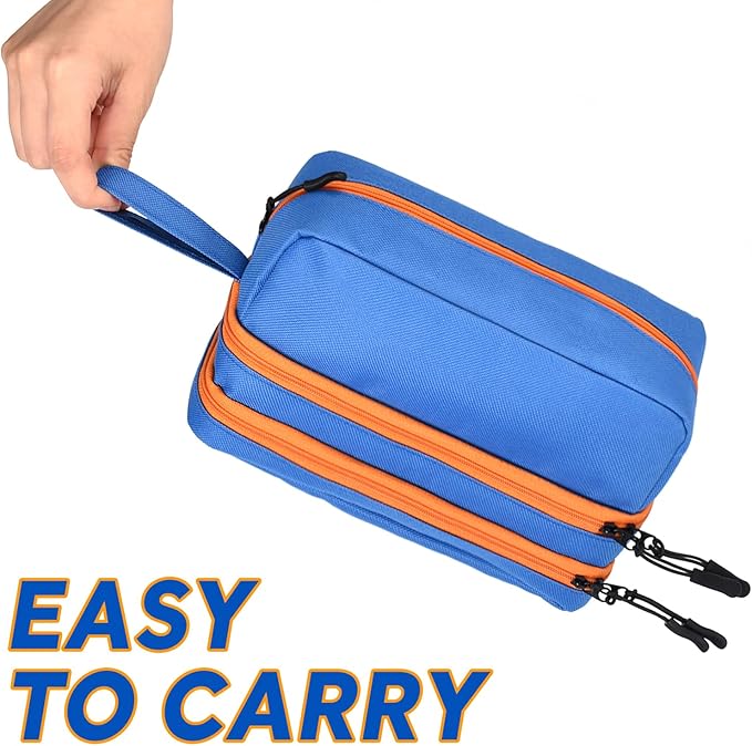 Genteen Large Capacity Pencil Case,Multifunction Pencil Pouch,Pencil Bags with Zipper 3 Compartments Pencil case organizer for or School Teen Girl Boy Men Women（Blue）