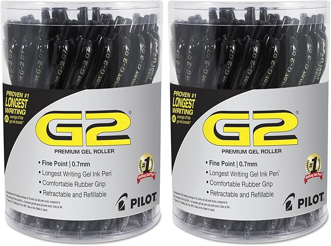 PILOT G2 Premium Gel Roller Pen,Retractable and Refillable,Fine Point 0.7 mm,Black Ink,(Pack of 72)