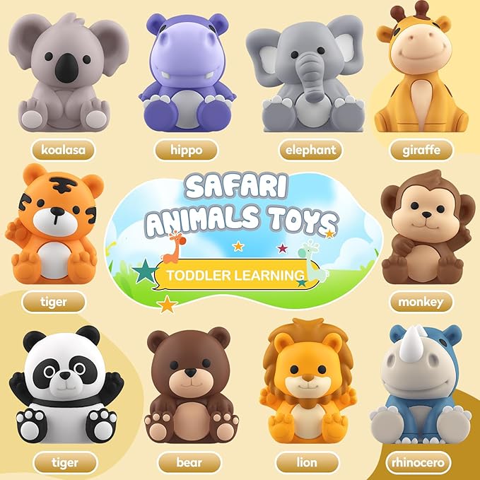 Toddler Toy for 1 2 3+ Years Old, Learning Toy for Toddlers with 20PCS Safari Animal, Montessori Educational for Kids,10 Animals &10 Houses for Babies Boys Girls Easter Christmas Birthday Gift