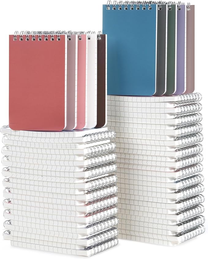 Dynta Small Notebooks Bulk 3x5 Inch, 60 Packs Mini Top Bound Spiral Notepad With Lined Pages, Pocket Notebook 10 Morandi Colored 60Sheets/120Pages (80GSM), Memo Notepads for Home, School, Travel