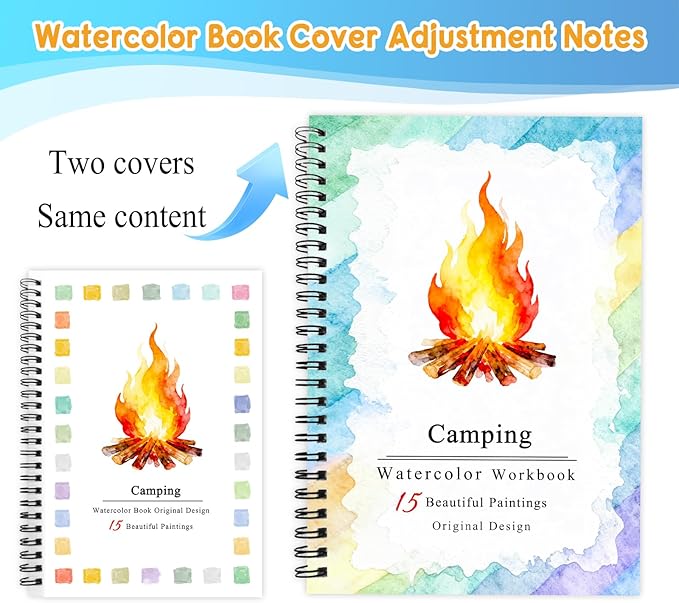 SLWBZ Watercolor Workbooks Coloring Book, Beginner Friendly Painting Kit, Detailed Steps, Creative Exploration Watercolor Book with Paint Set for Adults Teens (Camping, Without Paint)