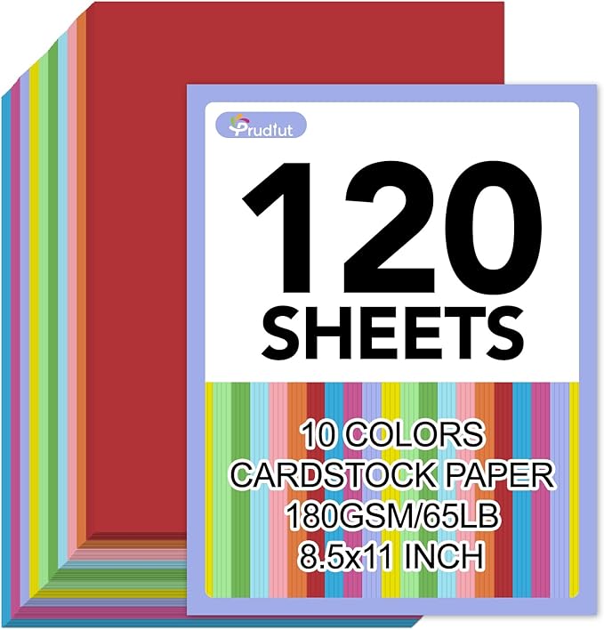 120 Sheets Colored Cardstock 8.5 x 11, 10 Assorted Colors Construction Paper 180GSM/65LB Card Stock Printer Paper for Card Making, DIY Crafts, Scrapbooking, School & Party Supplies