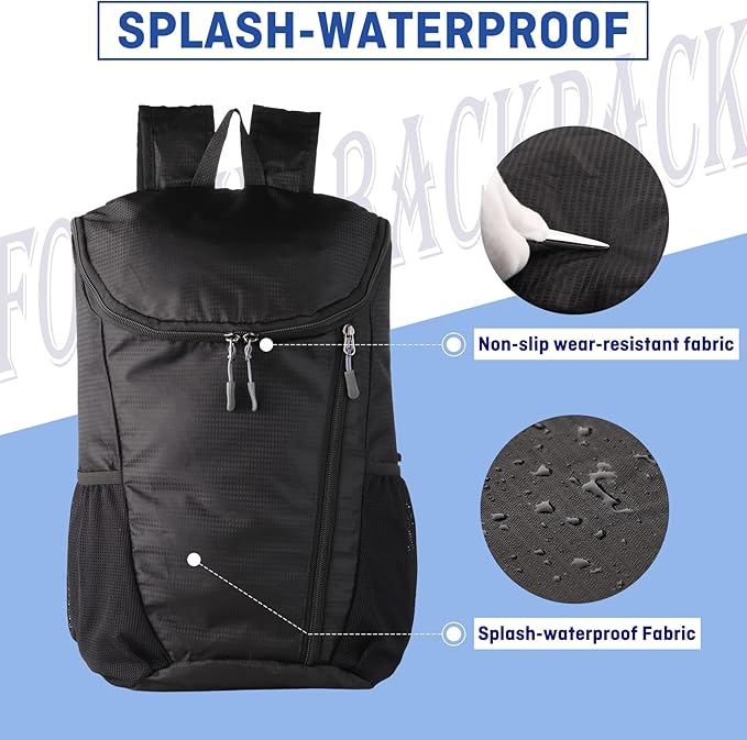 DOVO Hiking Backpack, Waterproof and Wear-resistant Lightweight Backpack Packable,Outdoor Travel Camping Daypack Foldable-BLUE