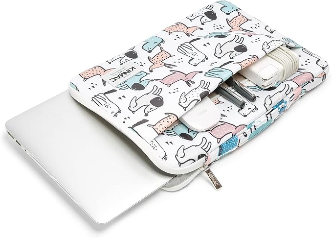Kinmac 360° Heavy Duty Protective Laptop Computer Sleeve case Bag Cover with Handle for MacBook Pro 14 inch,14 inch-14.4 inch HP Lenovo Dell ASUS Acer Laptop (Cartoon Dogs)