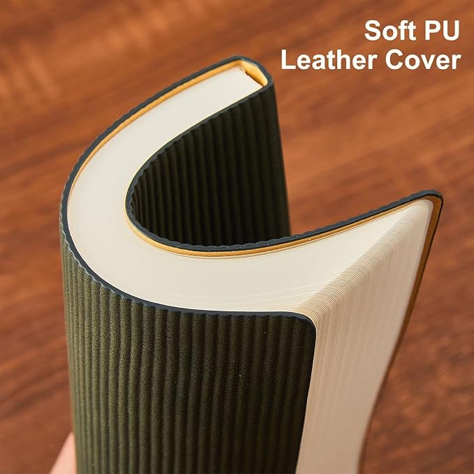 Lined Journal Notebook for Work College Ruled Note Book 7.2"x9.6" B5 PU Leather Daily Journaling 160 Pages for Women Men Writing Home School Supplies Business (Dark Green)