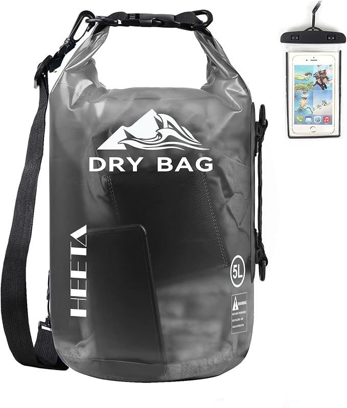 HEETA Dry Bag Waterproof Backpack with Phone Case 5L/10L/20L/30L/40L | Roll Top Lightweight Dry Storage Bag for Women Men, Travel Boating Kayaking Paddle Board Camping Beach Essentials Accessories