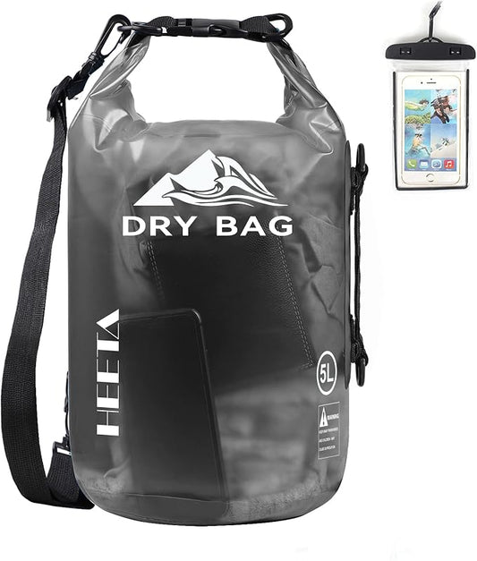 HEETA Dry Bag Waterproof Backpack with Phone Case 5L/10L/20L/30L/40L | Roll Top Lightweight Dry Storage Bag for Women Men, Travel Boating Kayaking Paddle Board Camping Beach Essentials Accessories