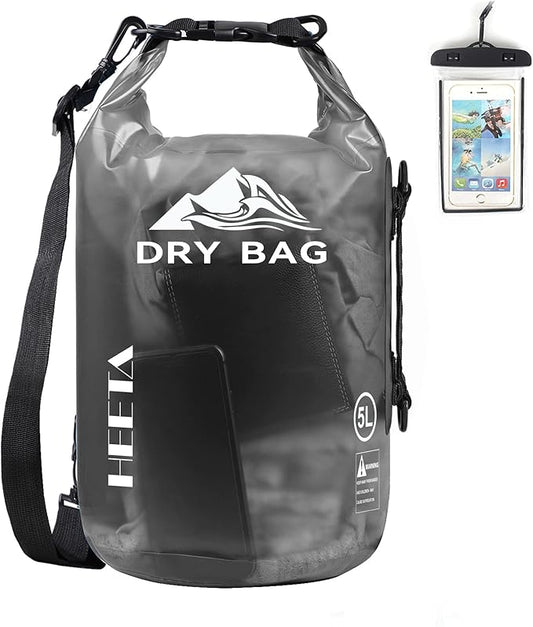 HEETA Dry Bag Waterproof Backpack with Phone Case 5L/10L/20L/30L/40L | Roll Top Lightweight Dry Storage Bag for Women Men, Travel Boating Kayaking Paddle Board Camping Beach Essentials Accessories