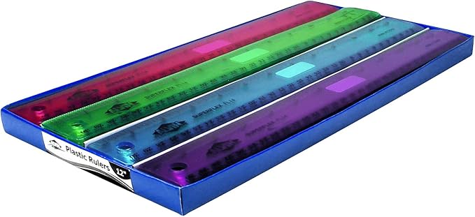 Alvin, FL14, Plastic Superflex Ruler, Flexible and Virtually Indestructible - 12 Inches