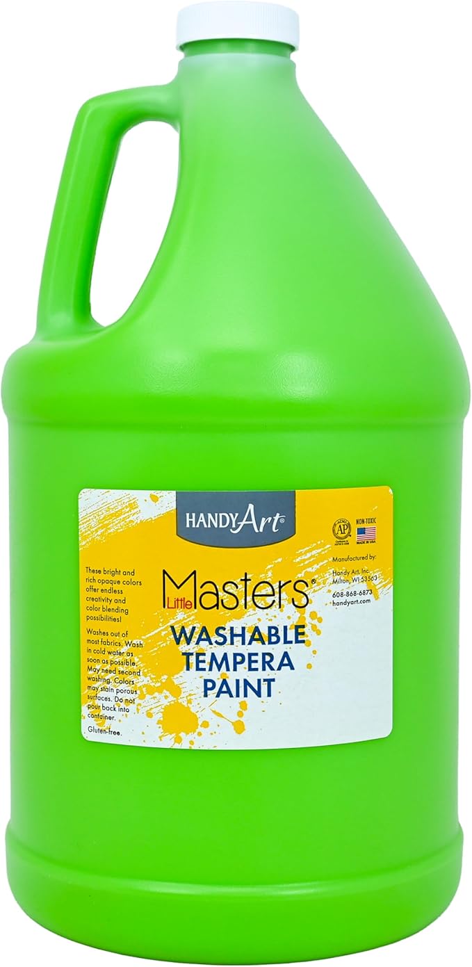 Handy Art Little Masters Washable Tempera Paint, Light Green, Gallon 128 oz Bottle, Bright & Mixable, High Opacity, Washable Colors for Classroom, Students, Kids, Safe & Non-Toxic, Made in USA