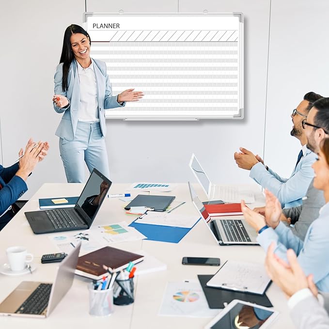 Lincia Aluminum Frame Dry Erase Board with Lines, Double Sided Wall-Mounted Whiteboard for Scheduling, to Do Lists & Weekly Planning, Reusable Calendar for Home & Work(Make Ready Board,36"x24")