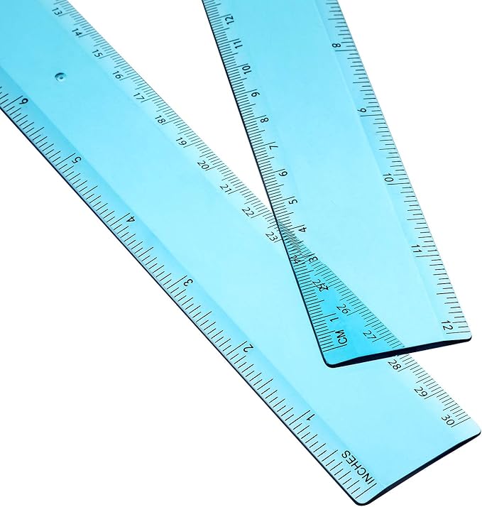 EBOOT 2 Pack Plastic Ruler Straight Ruler Plastic Measuring Tool for Student School Office(Blue,12 Inch)